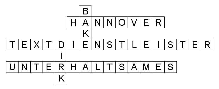 fnf sich kreuzende Wrter